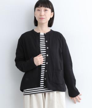 接結スーピマコットンカーディガン(ブラック-F)