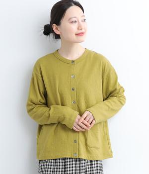接結スーピマコットンカーディガン(ダークイエロー-F)