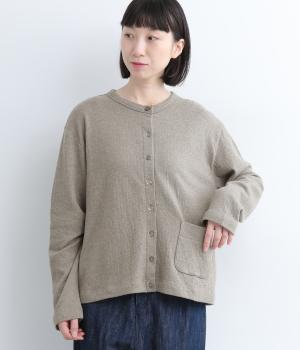 接結スーピマコットンカーディガン(ベージュ-F)