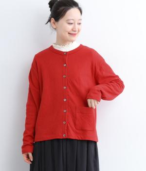 接結スーピマコットンカーディガン(レッド-F)