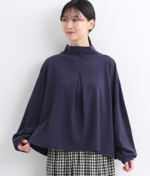 コットンヴィンテージピーチモックネックフロントタックプルオーバー