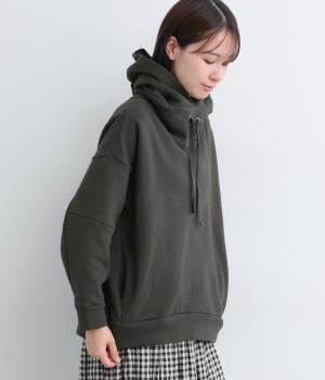 コットンリネンミニ裏毛　フーディー(チャコールグレー-F)