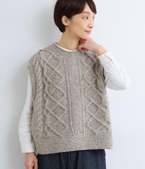 ペルーヴィアンハイランドウールハンドニットベスト(グレー-F)