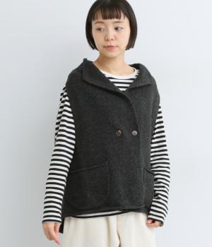 ウール×リサイクルナイロン　ボタンベスト(チャコール-F)