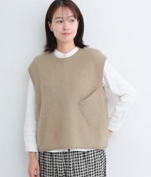 フォックスウール　ポケットベスト(ベージュ-F)