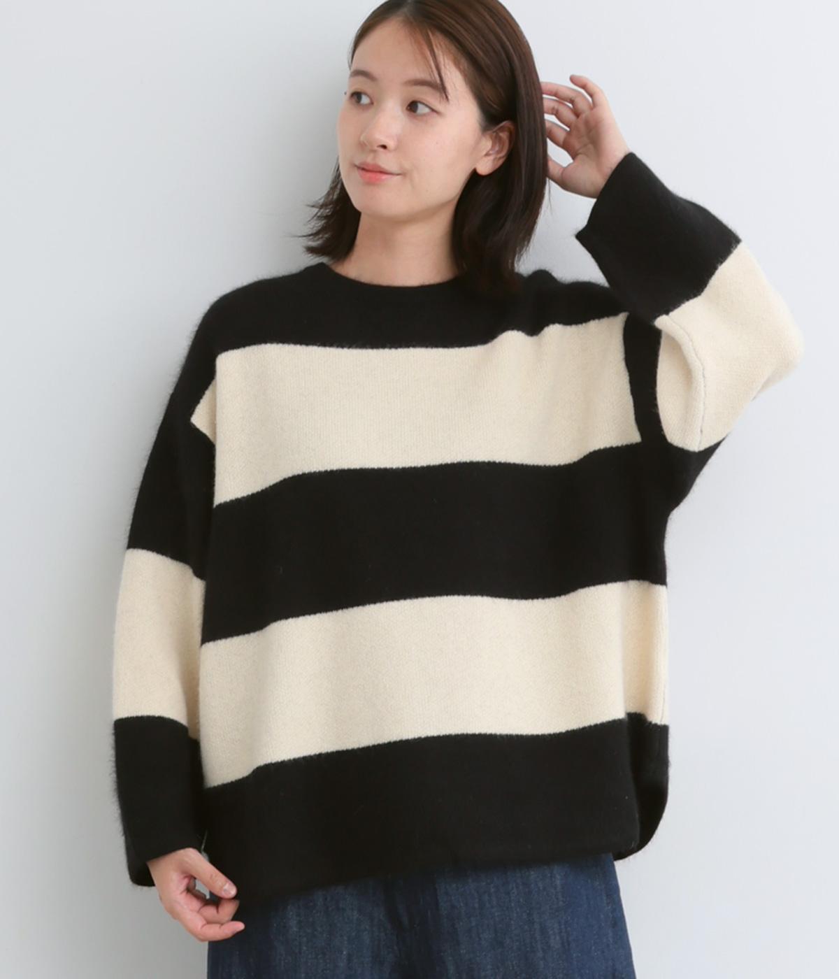 フォックスウール　2wayプルオーバー(エクリュ×ブラック-F)