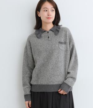 ブークレヤーン　フリル襟ニットプルオーバー(グレー-F)