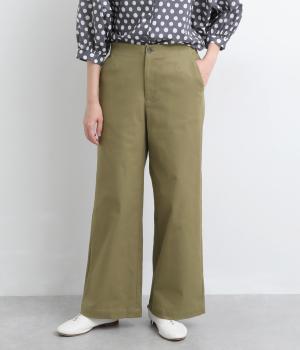 天日干し風ビンテージワッシャー30ｓコーマ　バーバリーストレッチパンツ(カーキ-M)