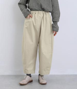コットンツイル高密度ピグメントバイオウオッシュ加工 クロスパンツ(ライトベージュ-F)