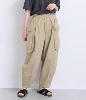 コットンダンプワッシャー　ビックフラップポケットパンツ(ライトベージュ-F)