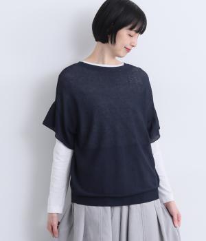 フレアスリーブ2wayニット(ネイビー-F)