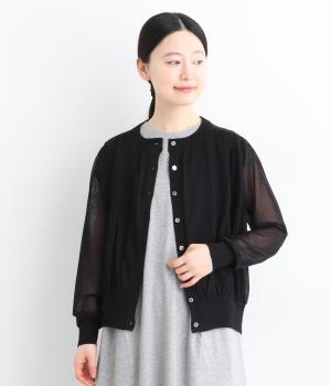 レーヨンギャザーシアーカーディガン(ブラック-F)