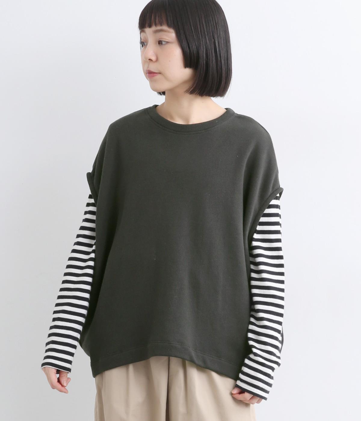 パイル裏毛　バックスリットベスト(チャコール-F)