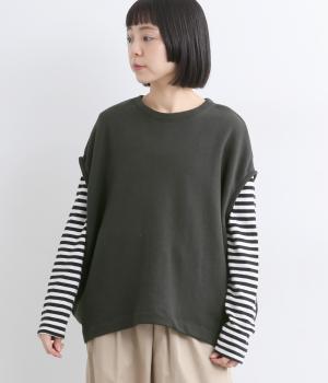 パイル裏毛　バックスリットベスト(チャコール-F)