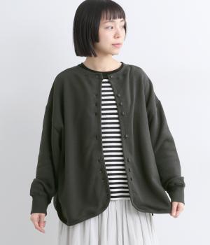 パイル裏毛　2wayカーディガン(チャコール-F)