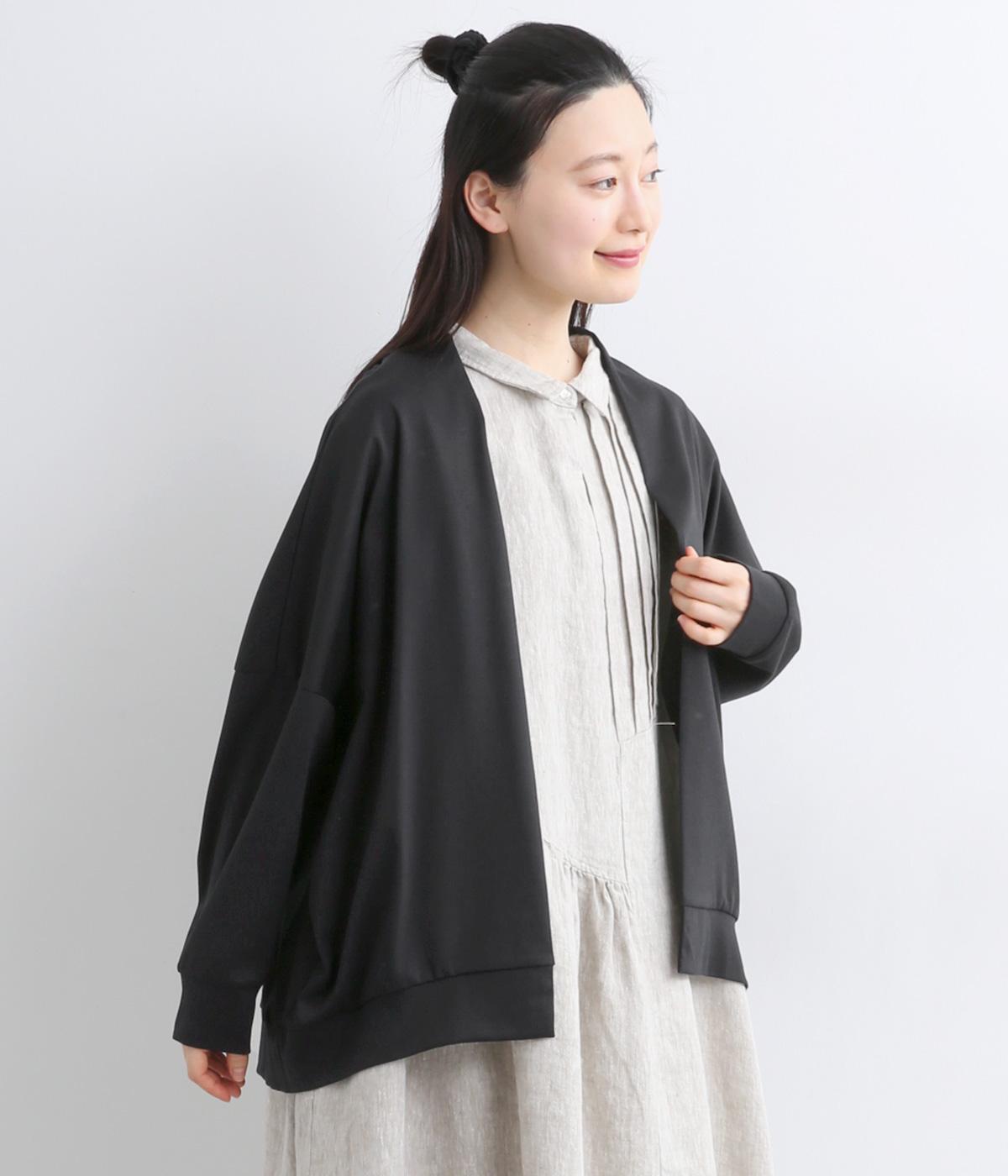コットンシルケット天竺　カーディガン(ブラック-F)