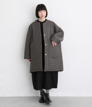 コットンシルクローンキルティングコート（チャコール・F）