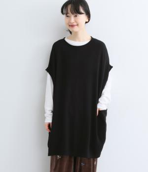 コットンカシミヤ　ポケット付き2wayベスト