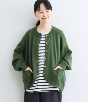 コットンカシミヤ　ラウンドヘムカーディガン（グリーン・F）