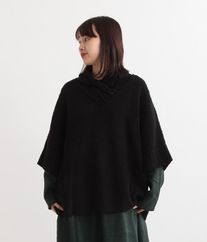ケーブルデザインニットプルオーバー（ブラック・ONESIZE）