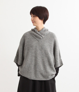 ケーブルデザインニットプルオーバー（グレー・ONESIZE）