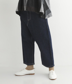 デニムサルエルパンツ(インディゴ-L)