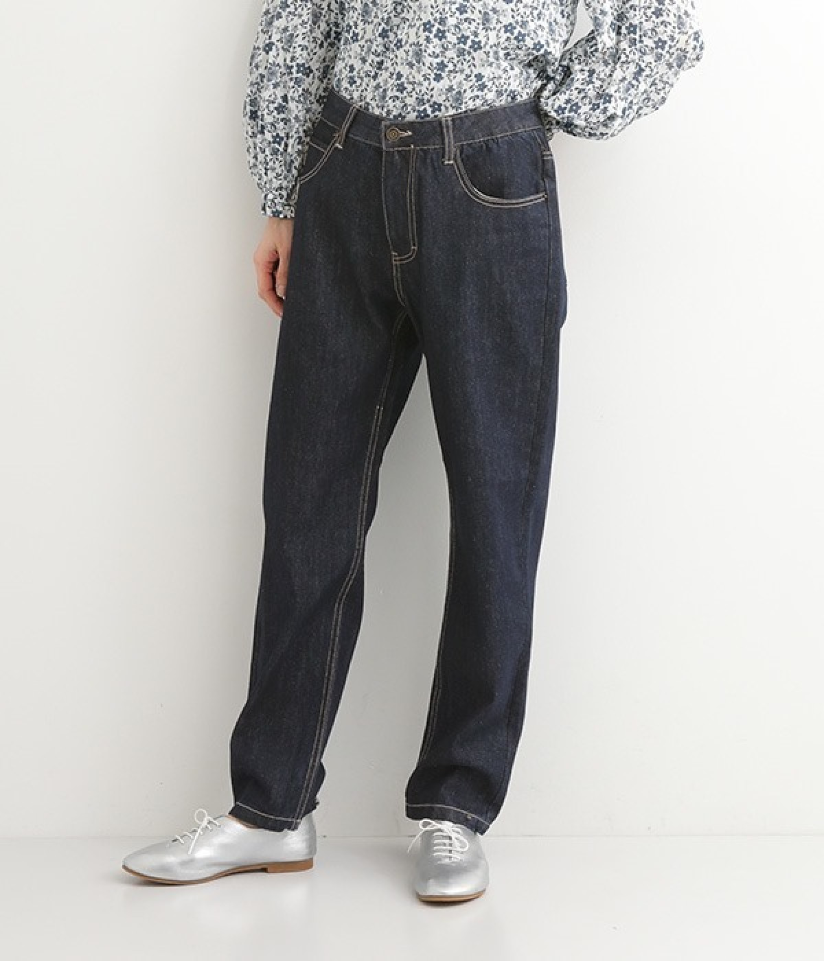 デニムストレートパンツ(インディゴ-M)