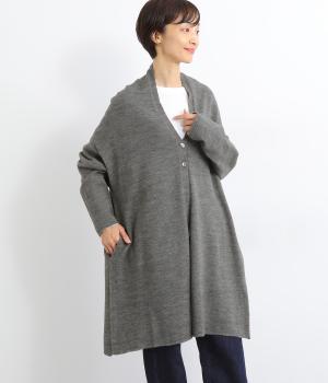 アルパカ混二つボタンカーディガン(グレー-F)