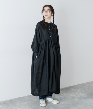 2WAY　前ヘンリーワンピース(ブラック-ONESIZE)