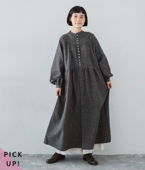 別注｜ダブルガーゼ3WAYティアード多ボタンワンピース