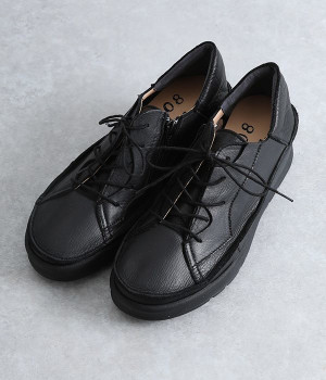 厚底編み上げシューズ(ブラック-230)