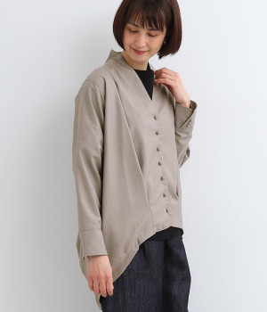 コクーンシルエット燕尾ジャケット(グレージュ-ONESIZE)