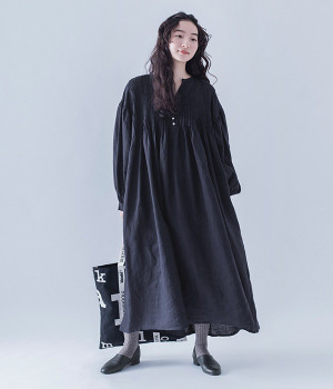 一部別注｜ピンタックワンピース(ネイビー-ONESIZE)