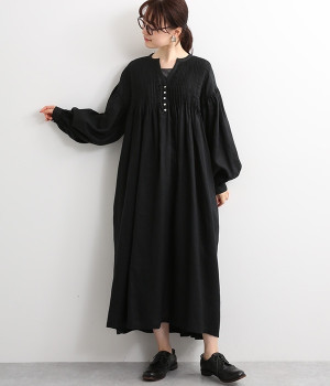 一部別注｜ピンタックワンピース(ブラック-ONESIZE)