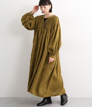 一部別注｜ピンタックワンピース(マスタード-ONESIZE)