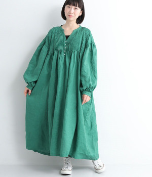 一部別注｜ピンタックワンピース(ジェードグリーン-ONESIZE-【別注カラー】)