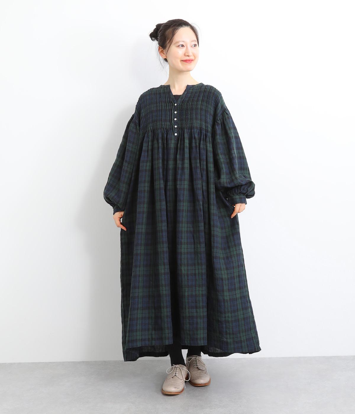 ピンタックワンピース(ブラックウォッチ-F)