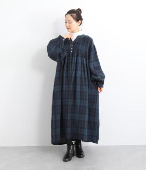 一部別注｜ピンタックワンピース(ネイビーチェック-F)