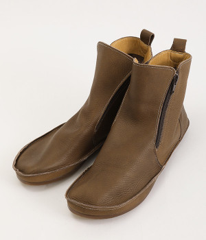 ファスナー付きブーツ(ダークブラウン-L)