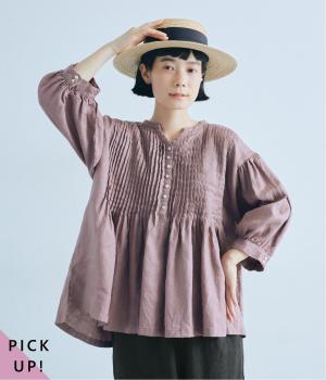 別注｜リネンピンタックボリューム袖ブラウス