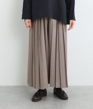 プリーツワイドパンツ(グレージュ-ONESIZE)