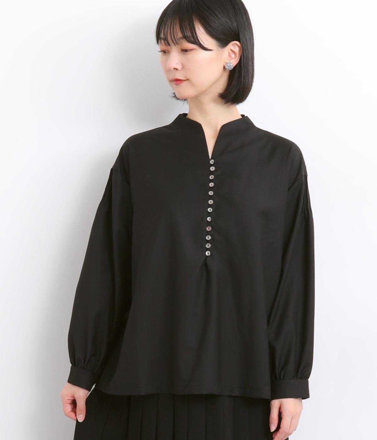多ボタンデザインブラウス(ブラック-F)