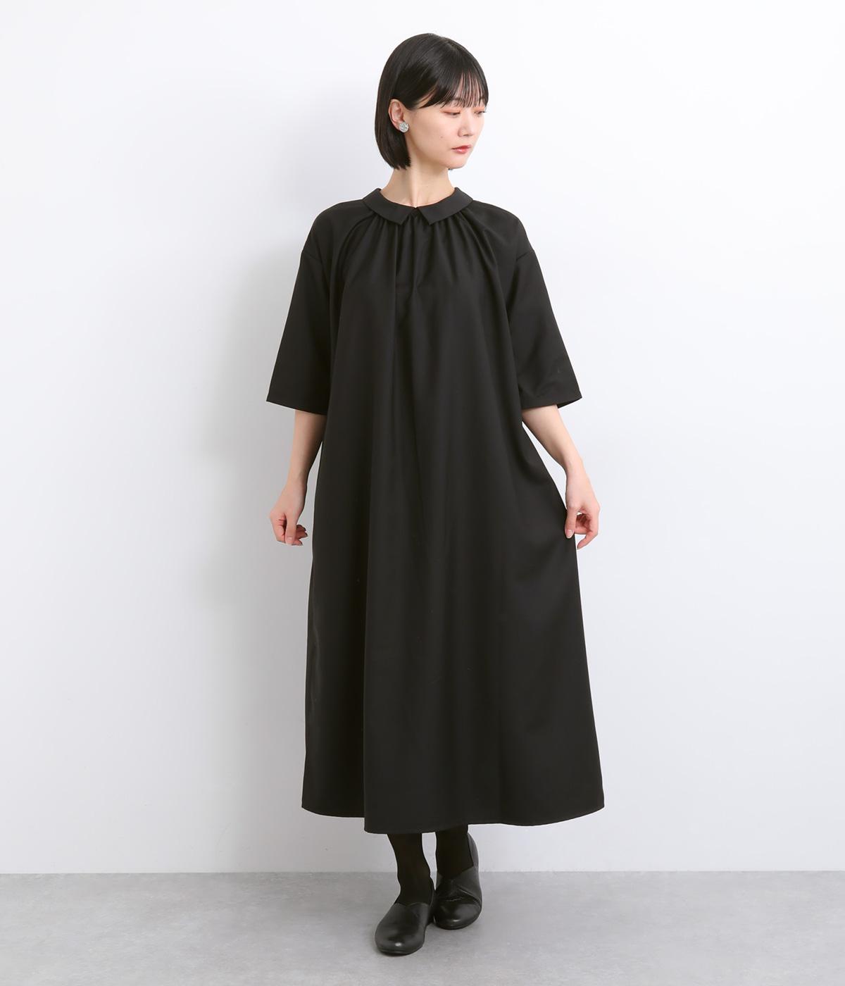 2way襟付きワンピース(ブラック-F)