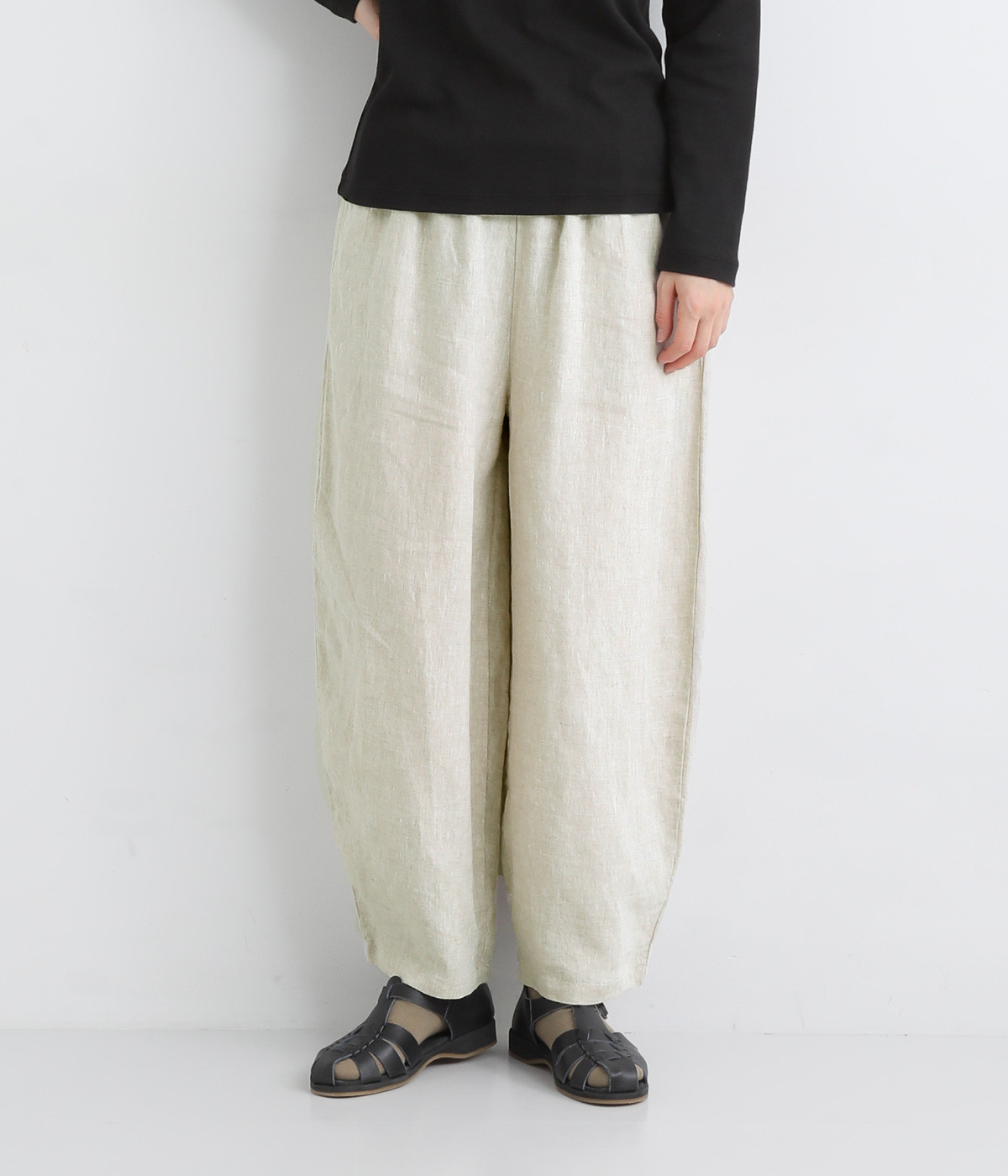14番手リネンバルーンシルエットパンツ(キナリ-ONESIZE)