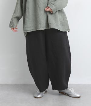 14番手リネンバルーンシルエットパンツ(ブラック-F)
