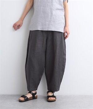 14番手リネン　バルーンパンツ(アッシュグリーン-ONESIZE)