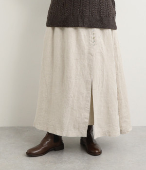 14番手リネン 多ボタンスカート(キナリ-ONESIZE)