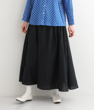 ウエストギャザースカート(ネイビー-ONESIZE)