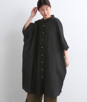 シャツ風チュニック(ブラック-F)