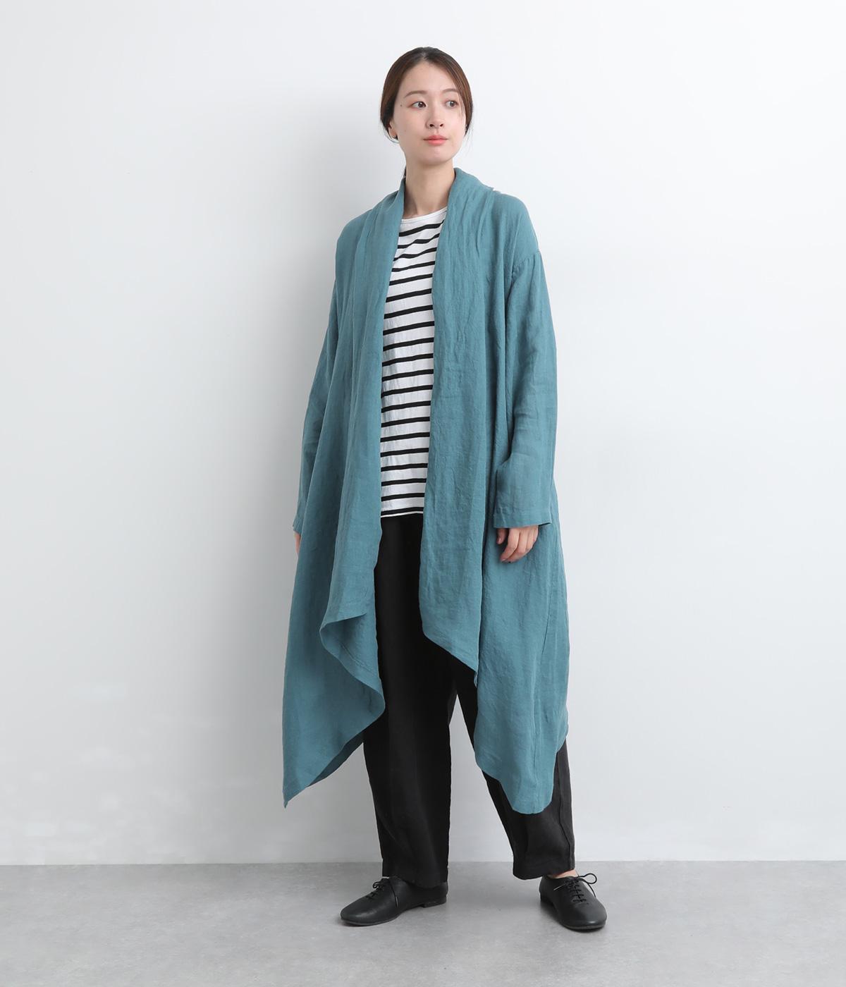 リネンシャンブレーガウン風羽織(ターコイズ-F)